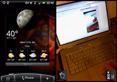 Left: the weather application. Right: the camera / camcorder app.